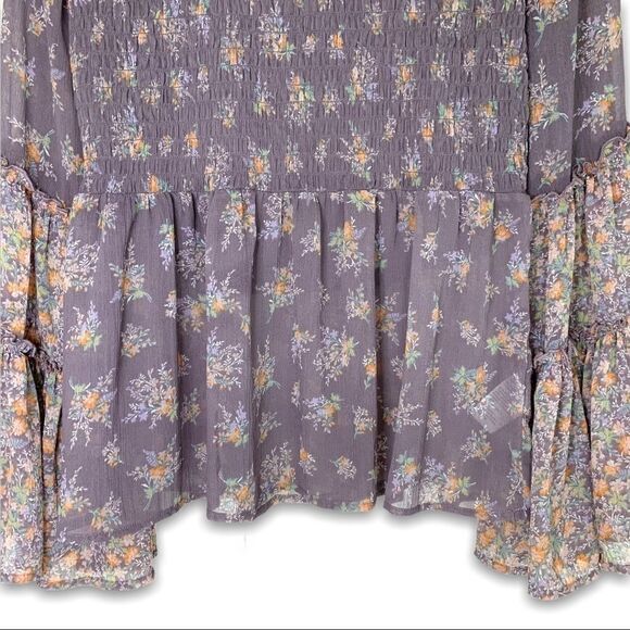 AEO Chiffon Smocked Floral Bell Sleeve Top - Picture 3 of 8